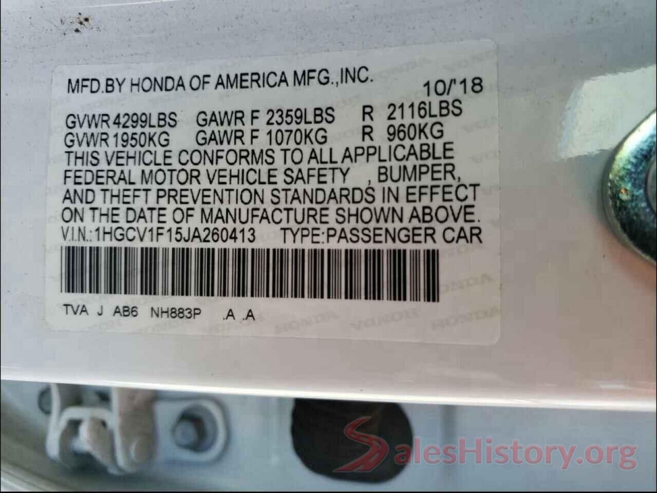 1HGCV1F15JA260413 2018 HONDA ACCORD