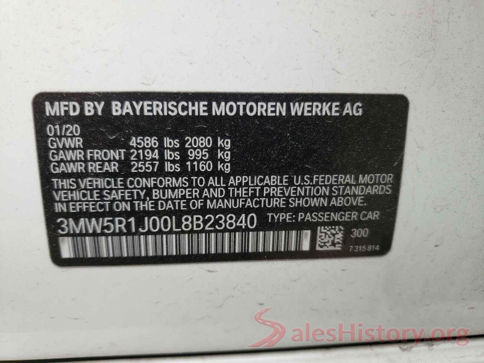 3MW5R1J00L8B23840 2020 BMW 3 SERIES