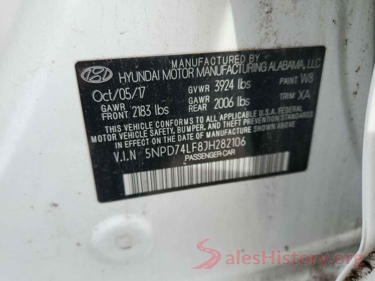 5NPD74LF8JH282106 2018 HYUNDAI ELANTRA