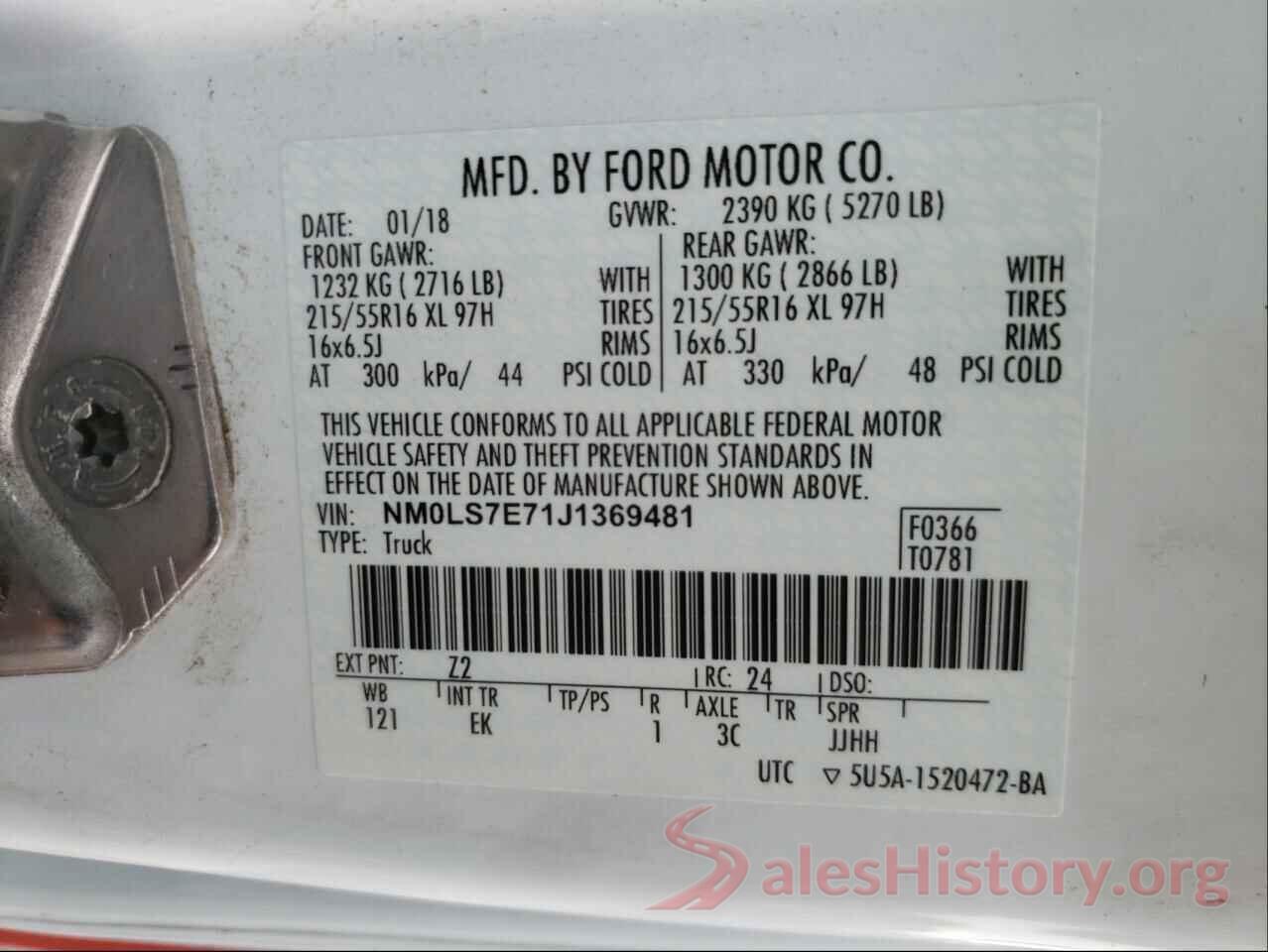 NM0LS7E71J1369481 2018 FORD TRANSIT CO