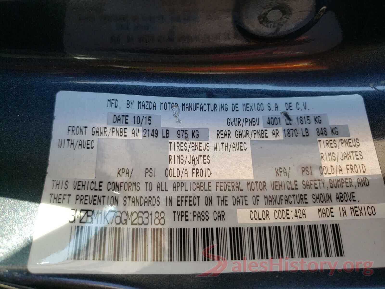 3MZBM1K76GM263188 2016 MAZDA 3