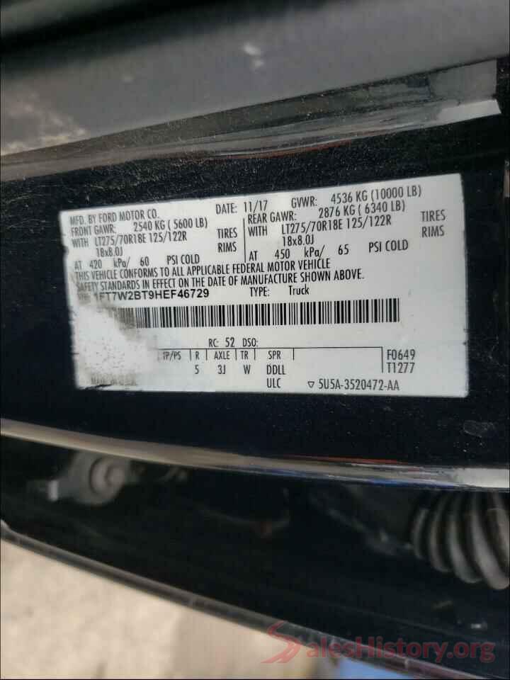 1FT7W2BT9HEF46729 2017 FORD F250