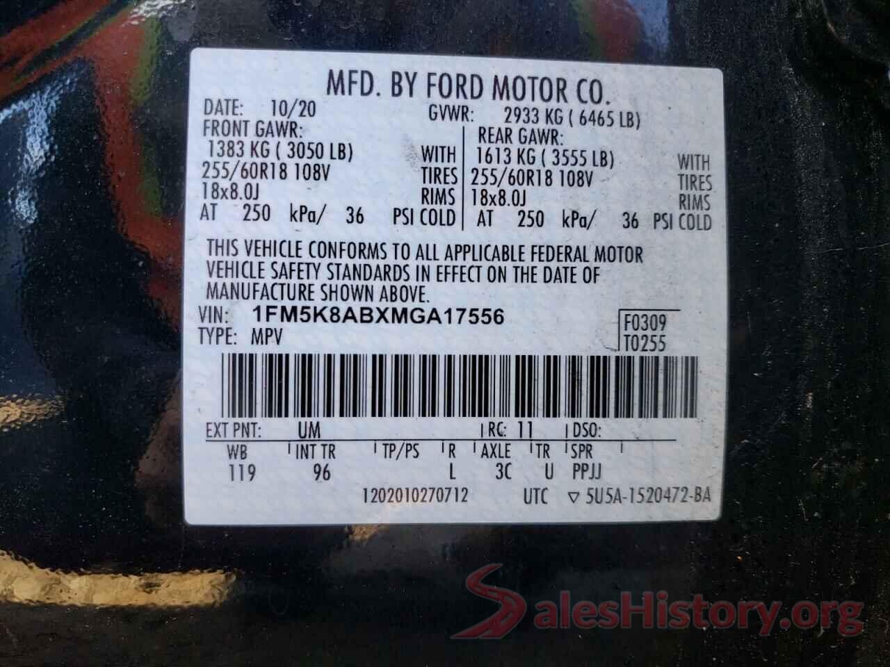 1FM5K8ABXMGA17556 2021 FORD EXPLORER