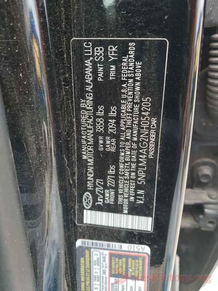 5NPLM4AG2NH054205 2022 HYUNDAI ELANTRA