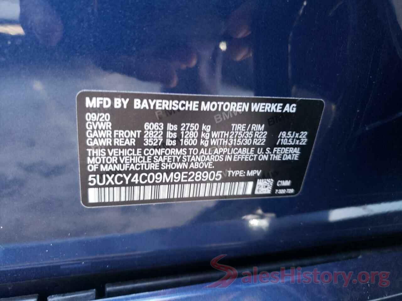 5UXCY4C09M9E28905 2021 BMW X6