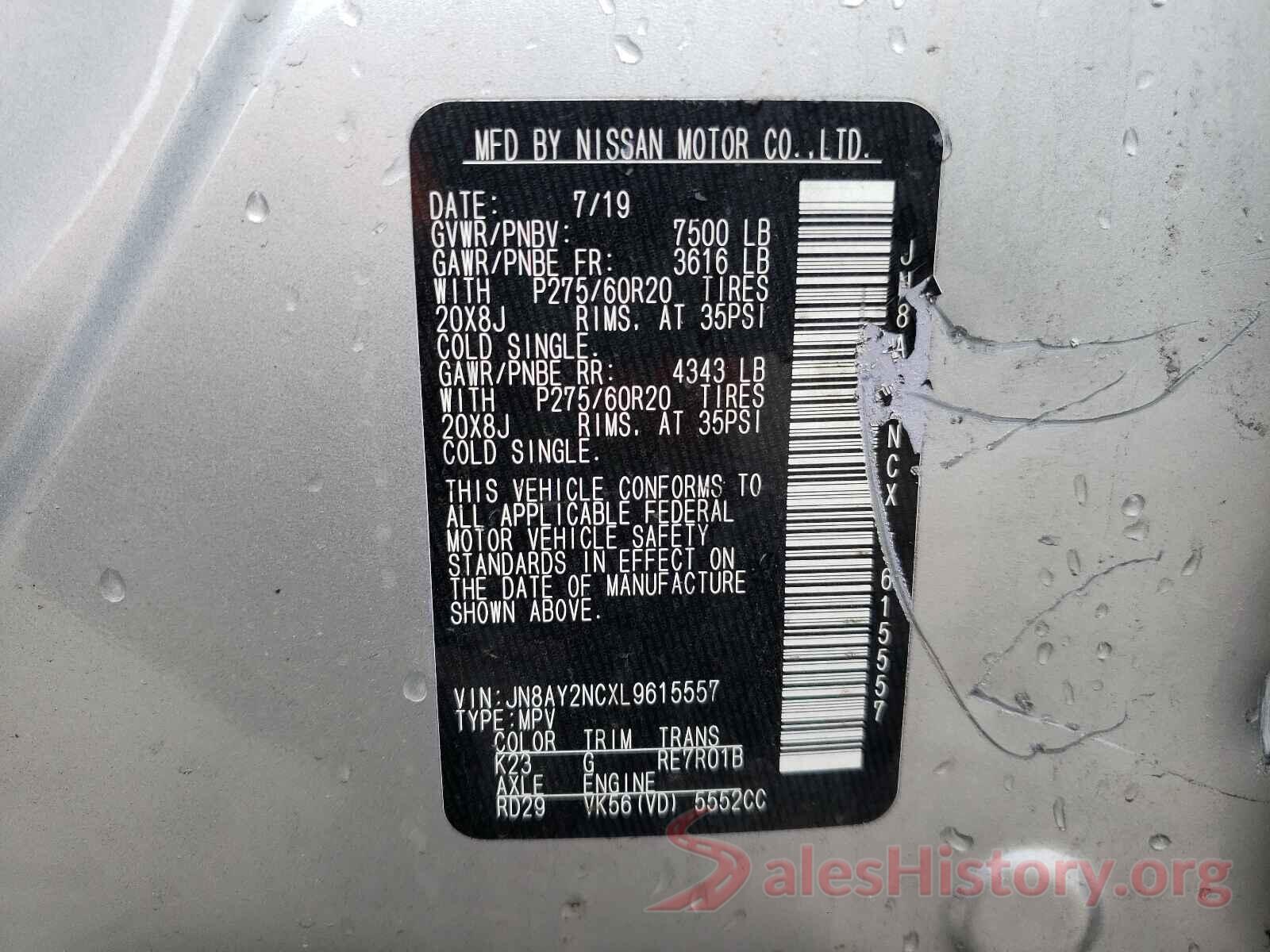 JN8AY2NCXL9615557 2020 NISSAN ARMADA