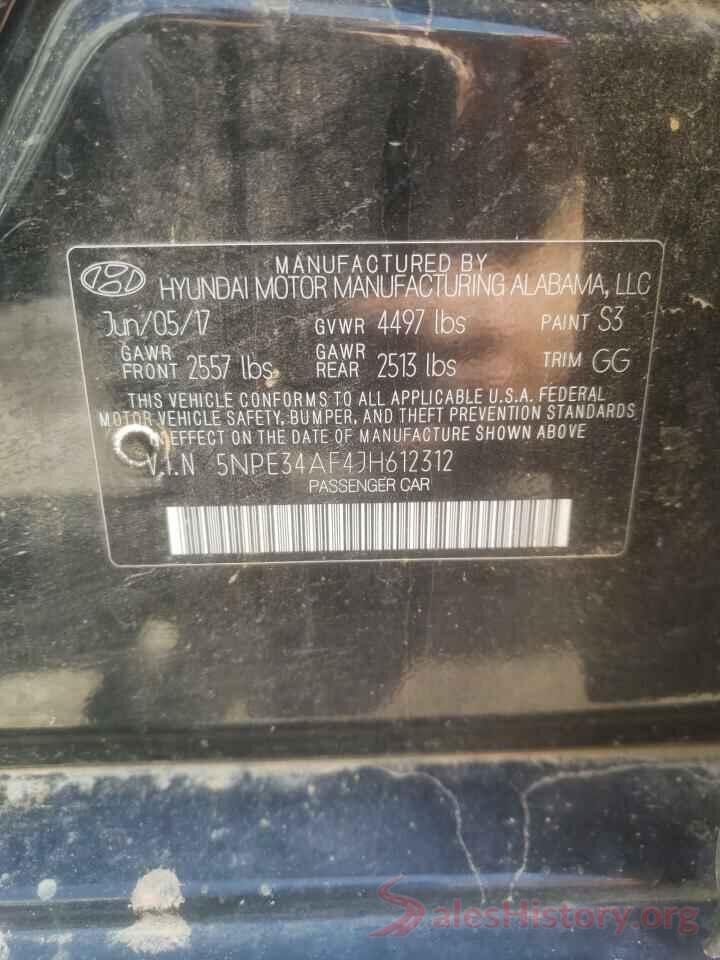 5NPE34AF4JH612312 2018 HYUNDAI SONATA