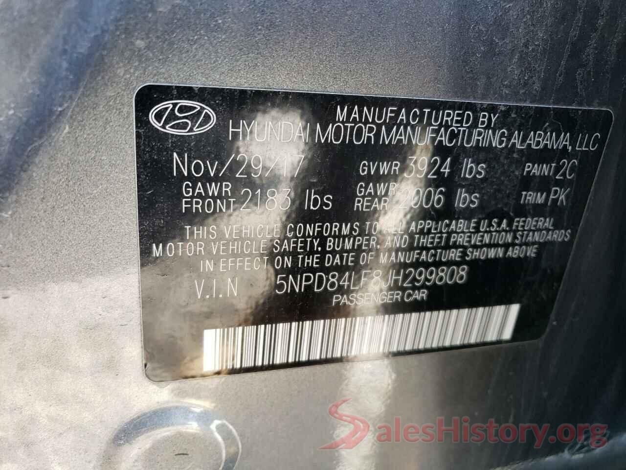 5NPD84LF8JH299808 2018 HYUNDAI ELANTRA