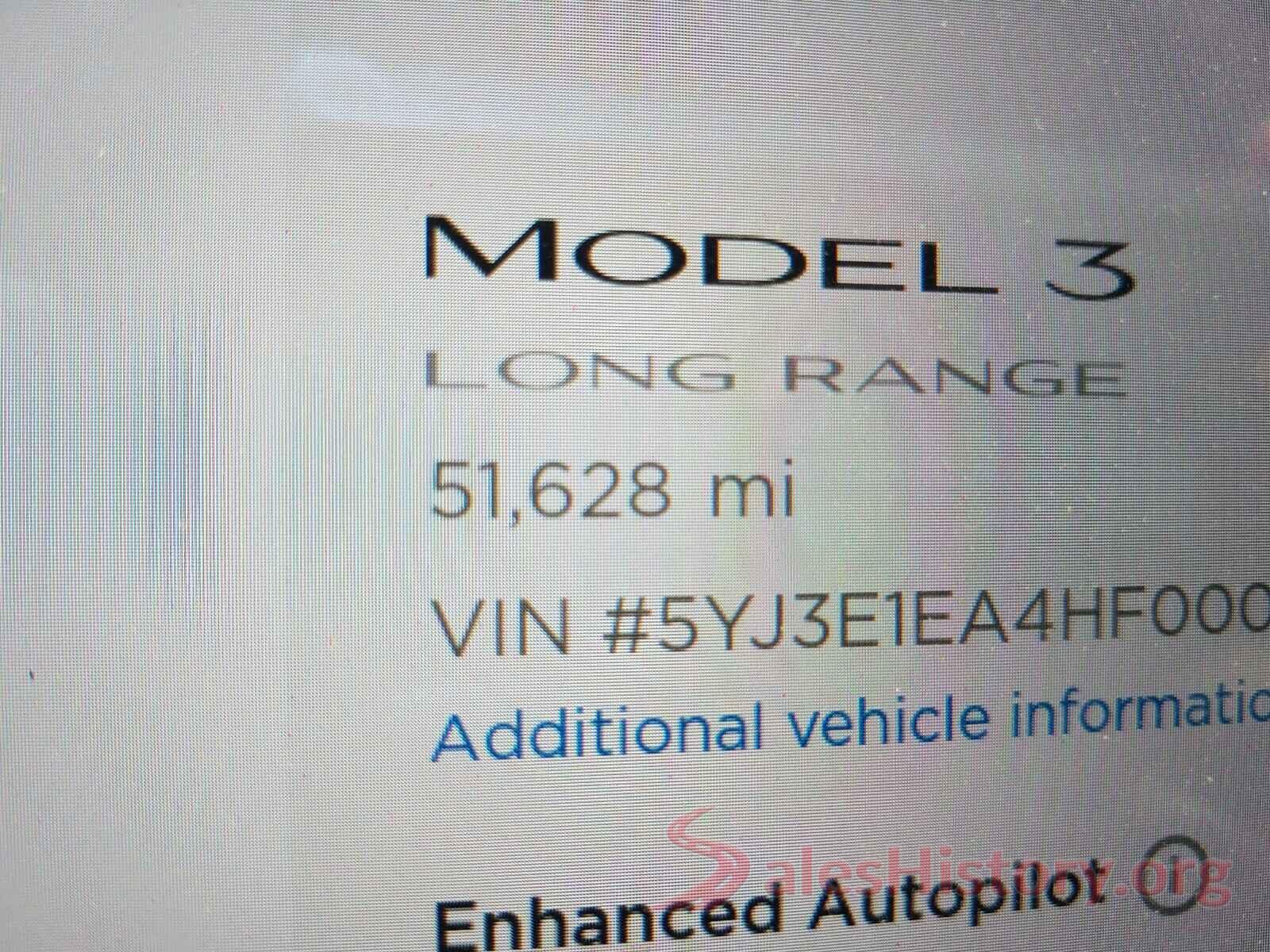 5YJ3E1EA4HF000179 2017 TESLA MODEL 3