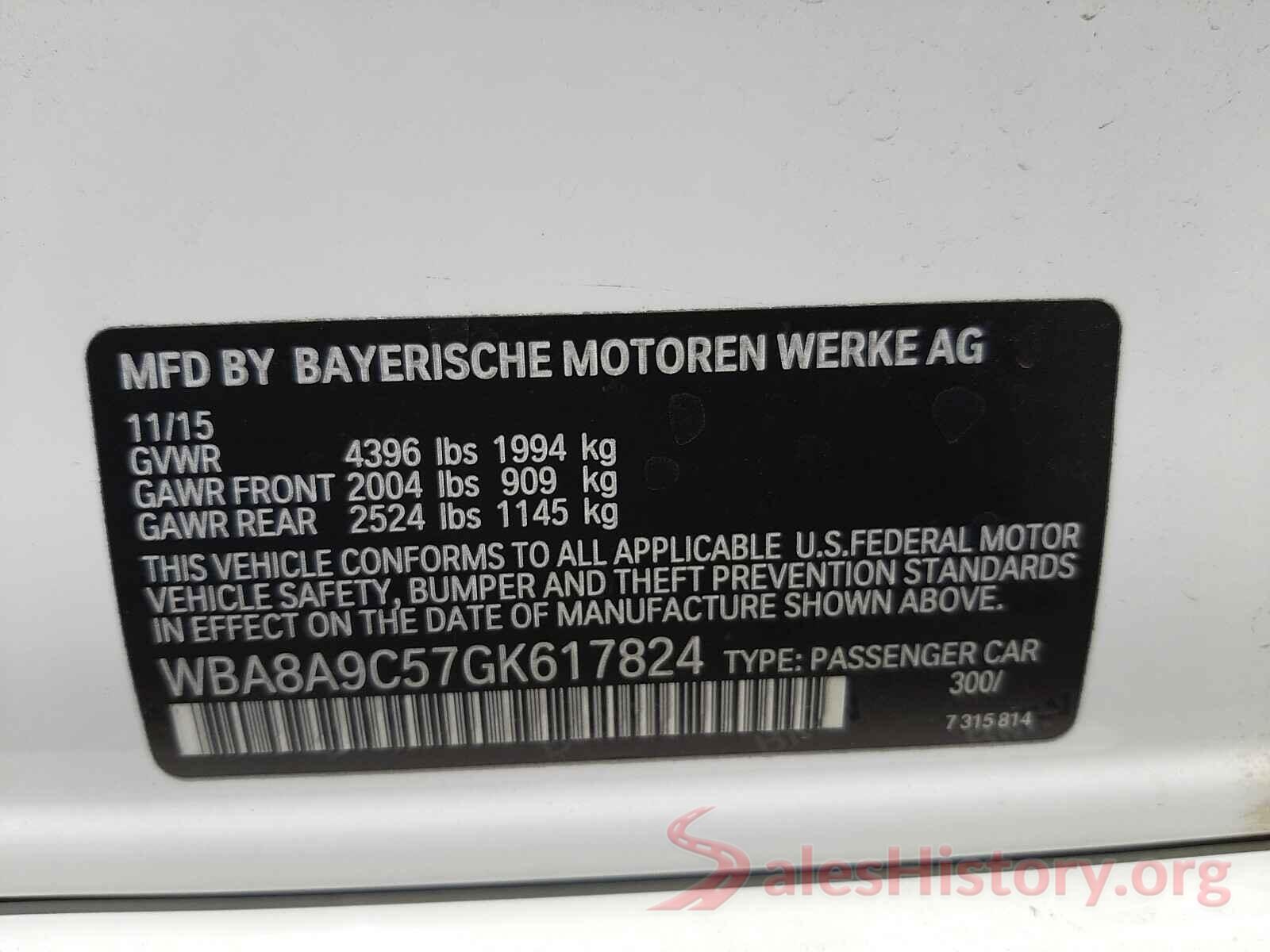 WBA8A9C57GK617824 2016 BMW 3 SERIES