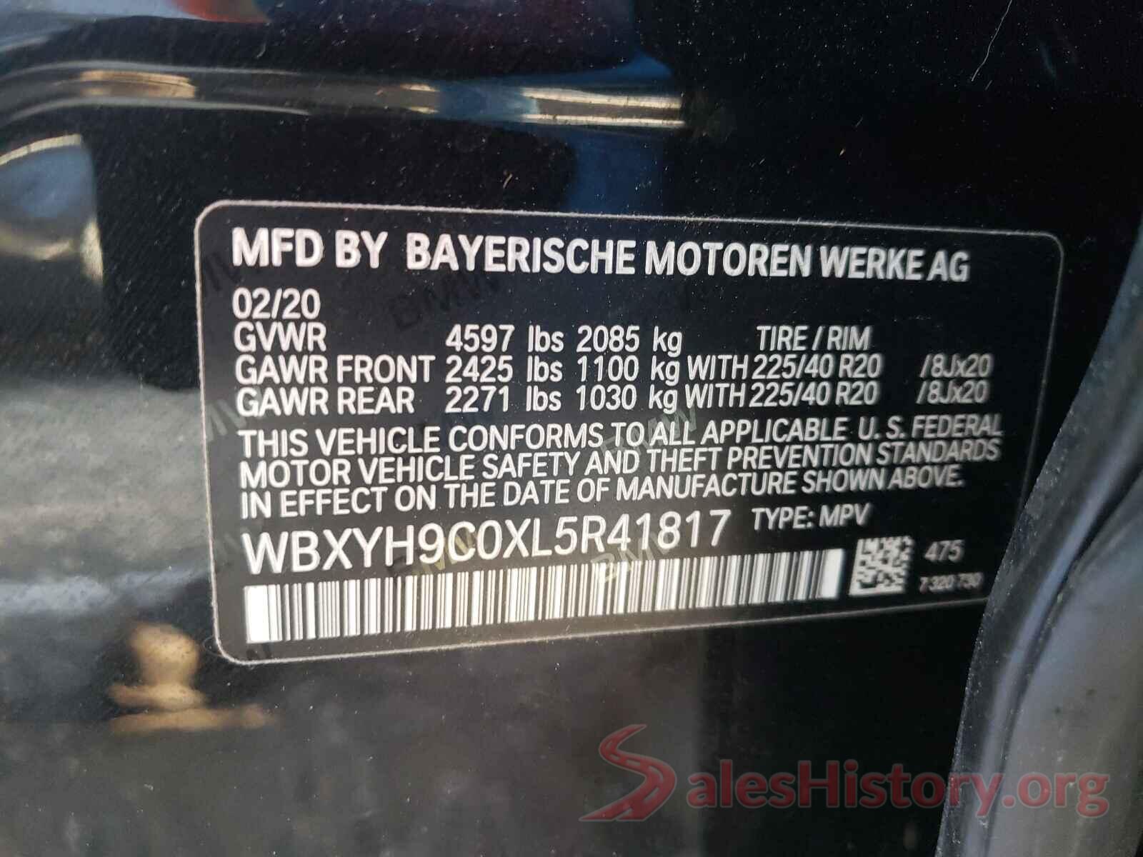 WBXYH9C0XL5R41817 2020 BMW X2