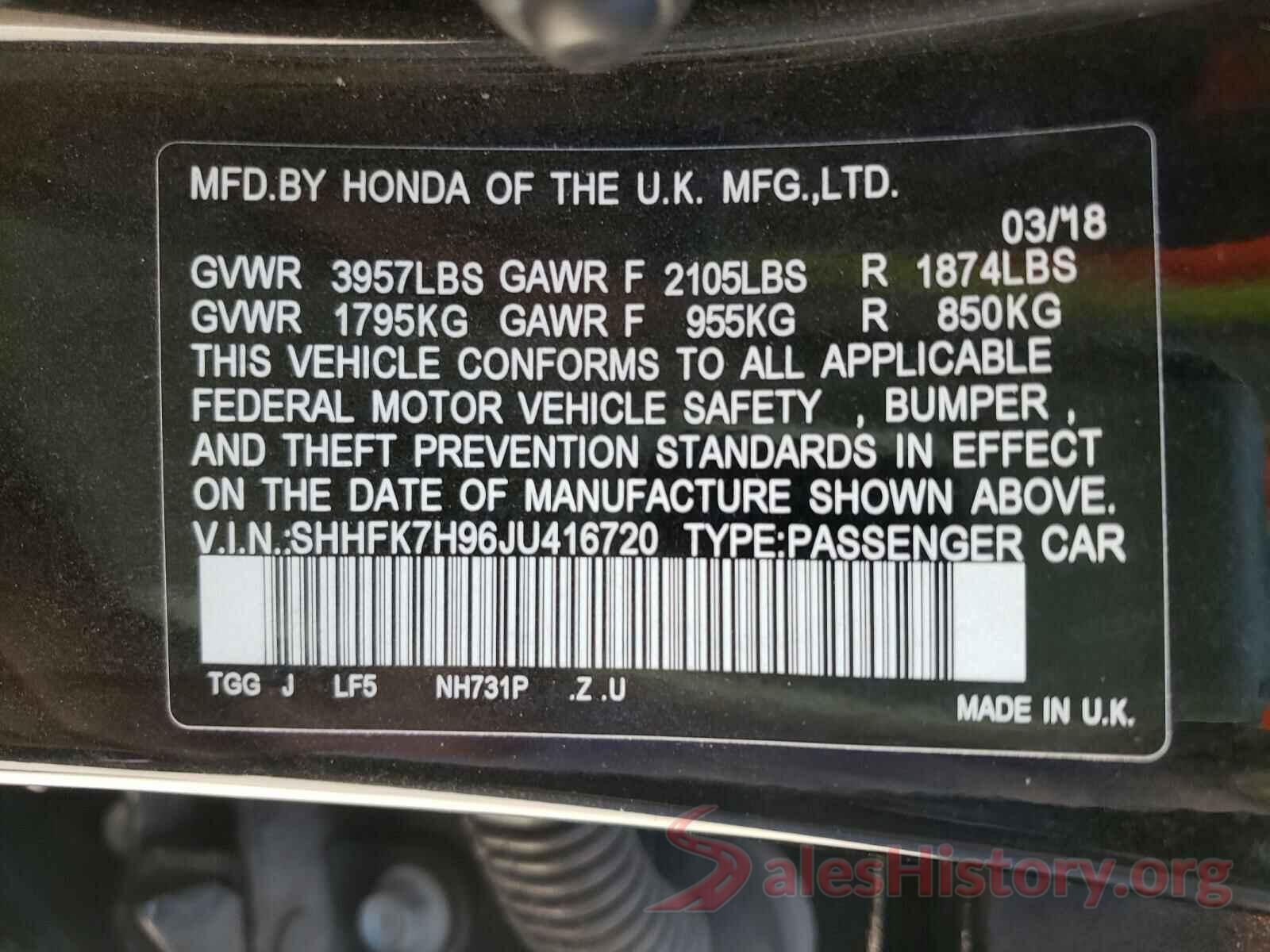 SHHFK7H96JU416720 2018 HONDA CIVIC