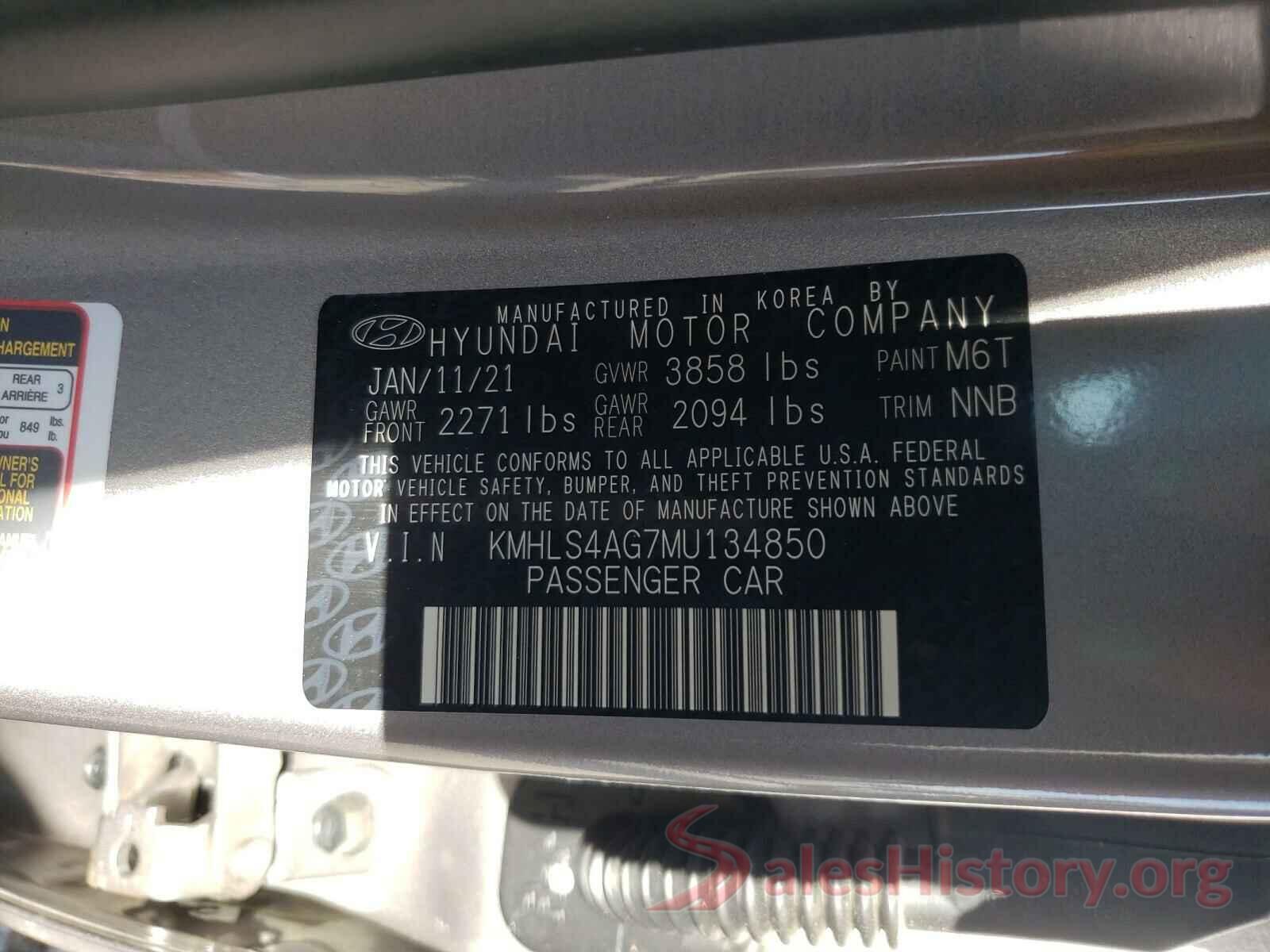 KMHLS4AG7MU134850 2021 HYUNDAI ELANTRA