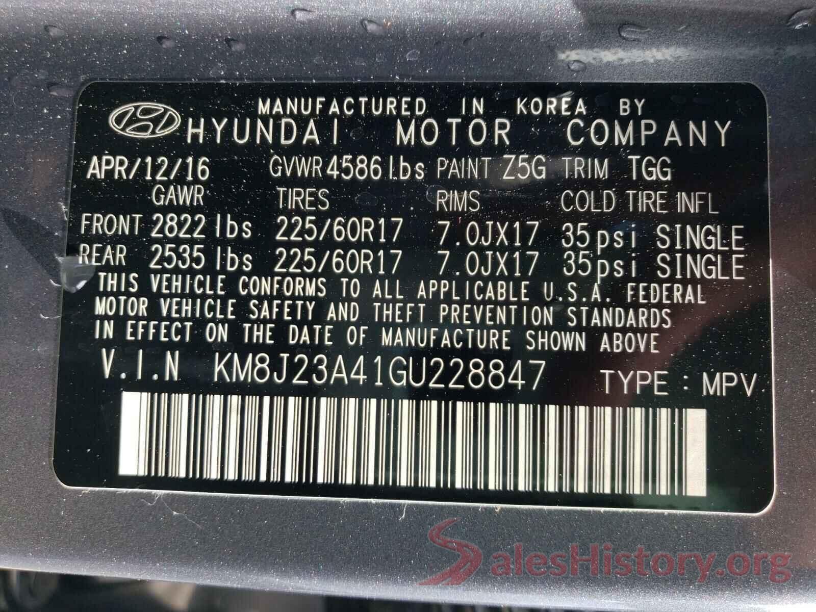 KM8J23A41GU228847 2016 HYUNDAI TUCSON