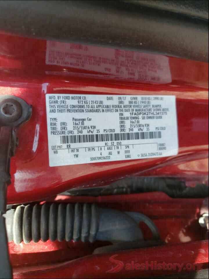 1FADP3K27HL341375 2017 FORD FOCUS