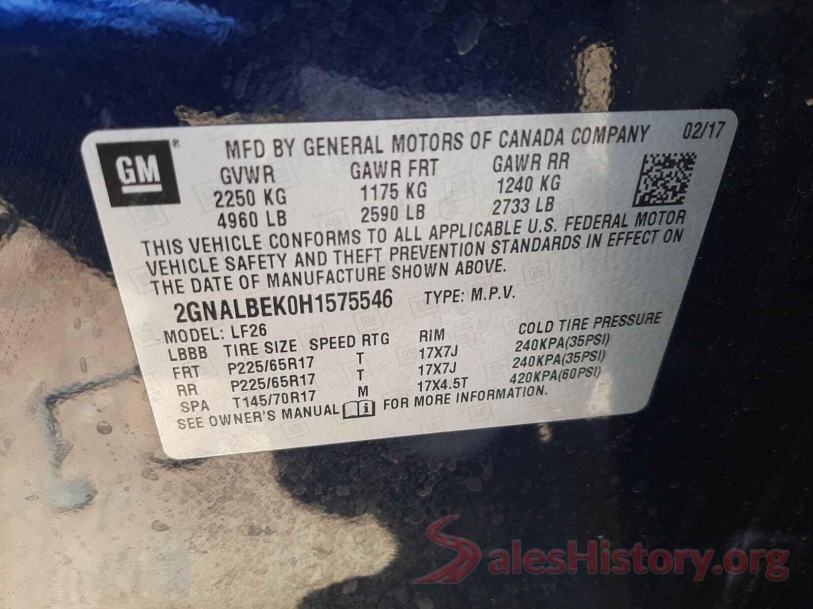 2GNALBEK0H1575546 2017 CHEVROLET EQUINOX