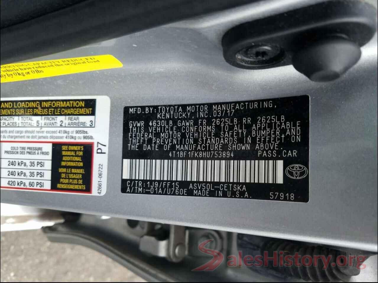 4T1BF1FK8HU753894 2017 TOYOTA CAMRY