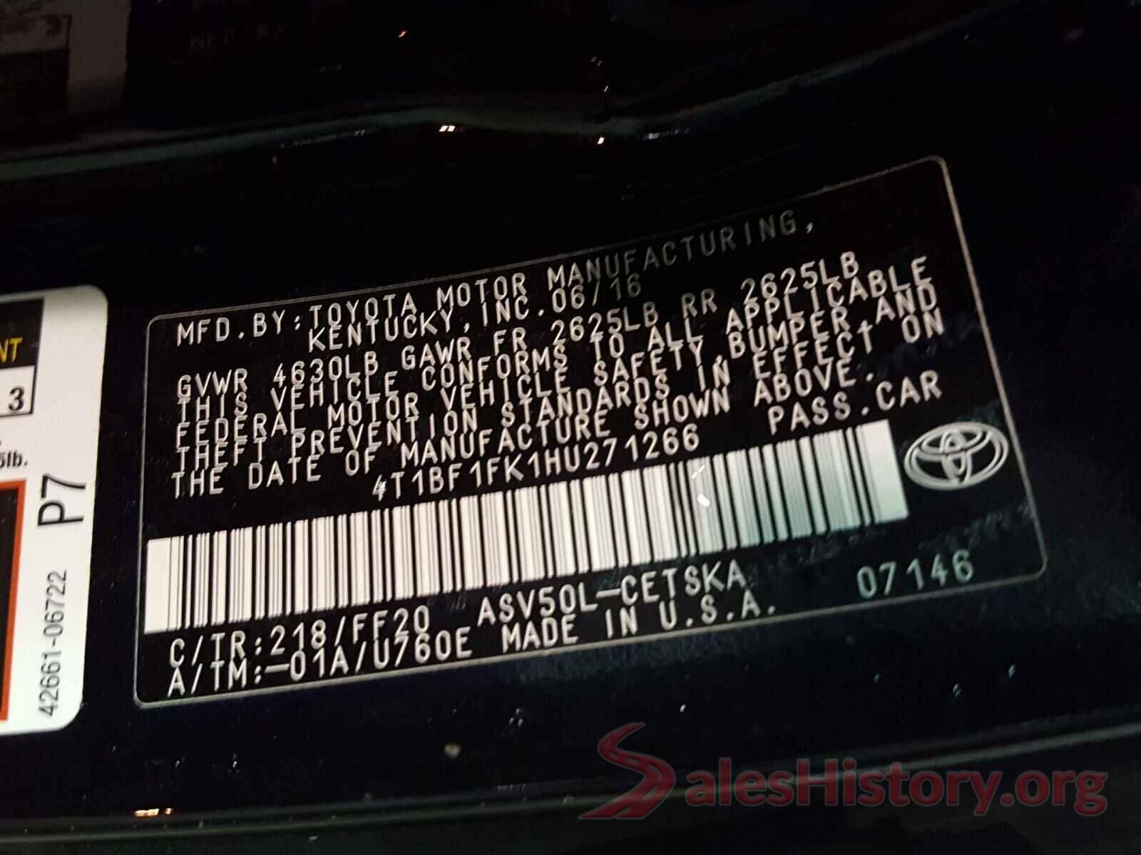 4T1BF1FK1HU271266 2017 TOYOTA CAMRY