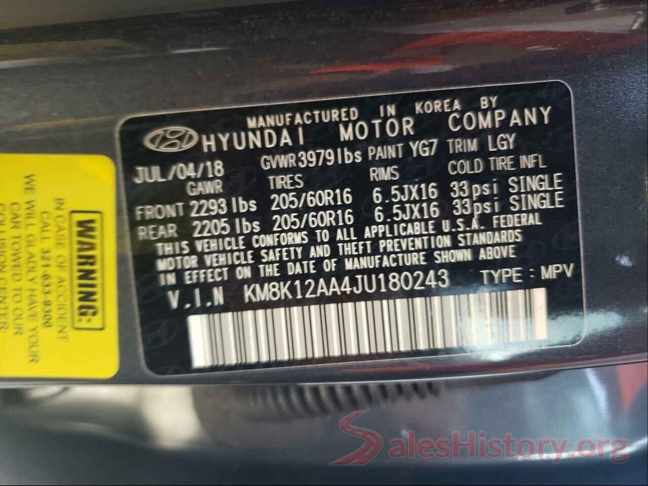 KM8K12AA4JU180243 2018 HYUNDAI KONA