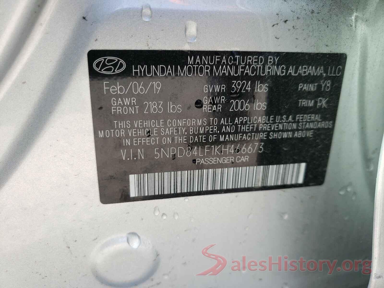 5NPD84LF1KH466673 2019 HYUNDAI ELANTRA