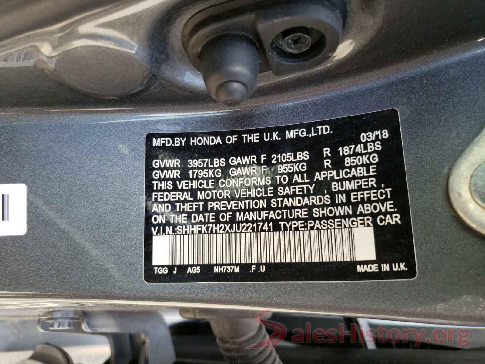 SHHFK7H2XJU221741 2018 HONDA CIVIC