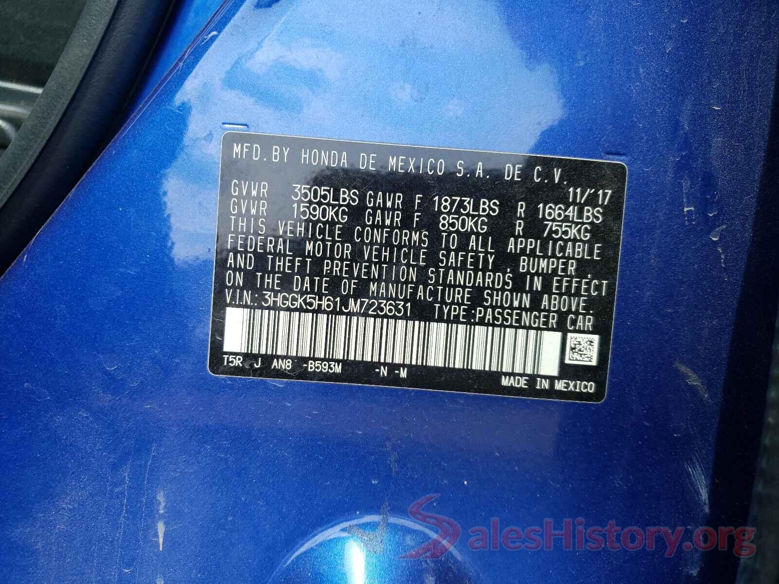 3HGGK5H61JM723631 2018 HONDA FIT