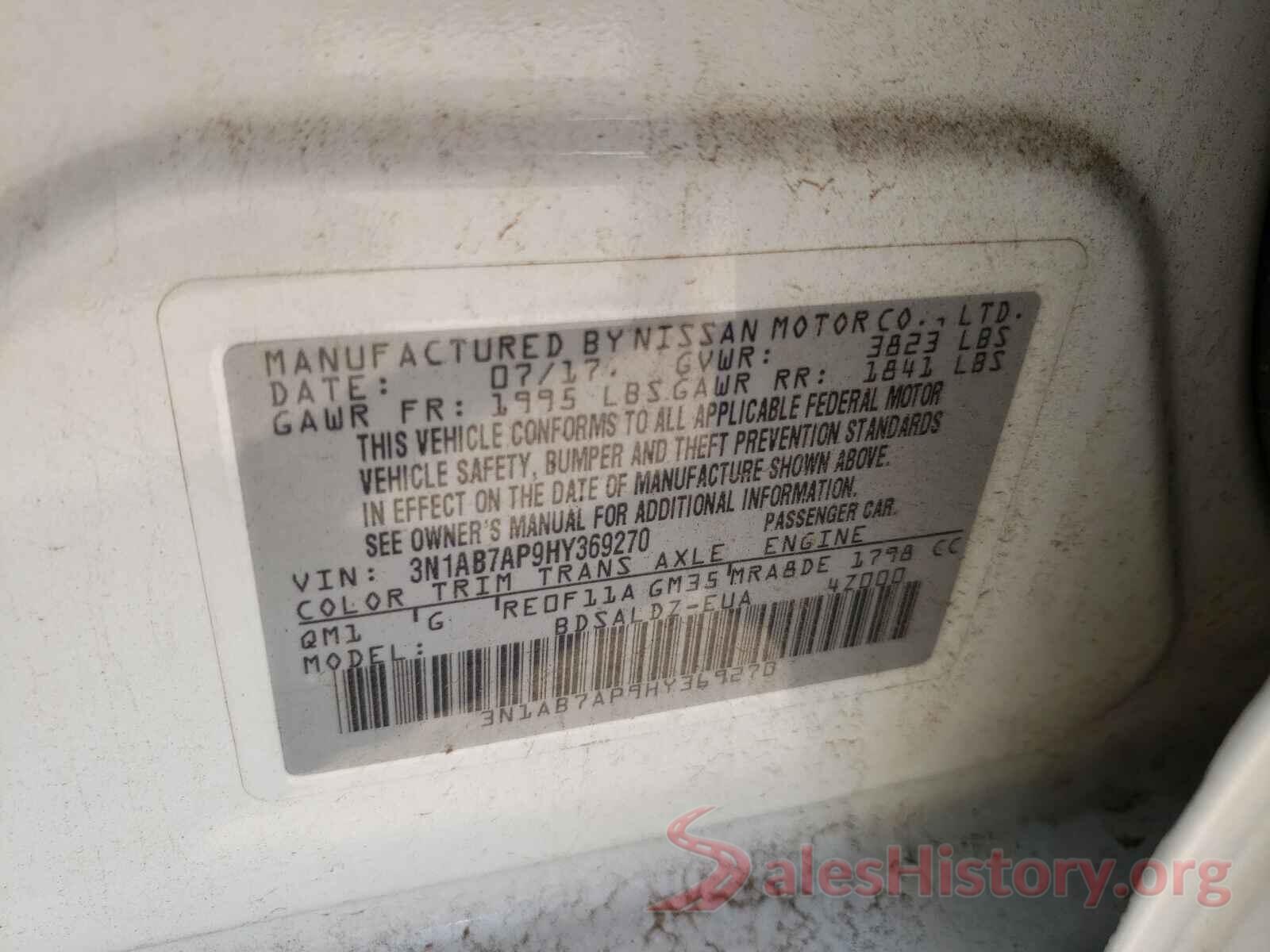 3N1AB7AP9HY369270 2017 NISSAN SENTRA