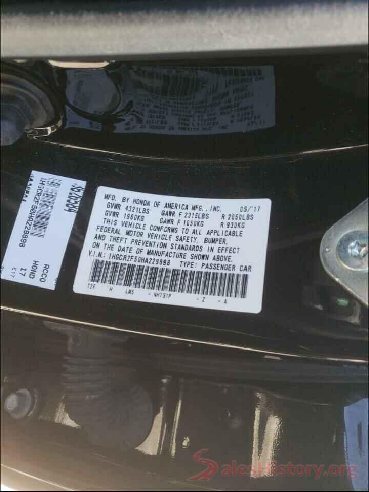 1HGCR2F50HA229898 2017 HONDA ACCORD