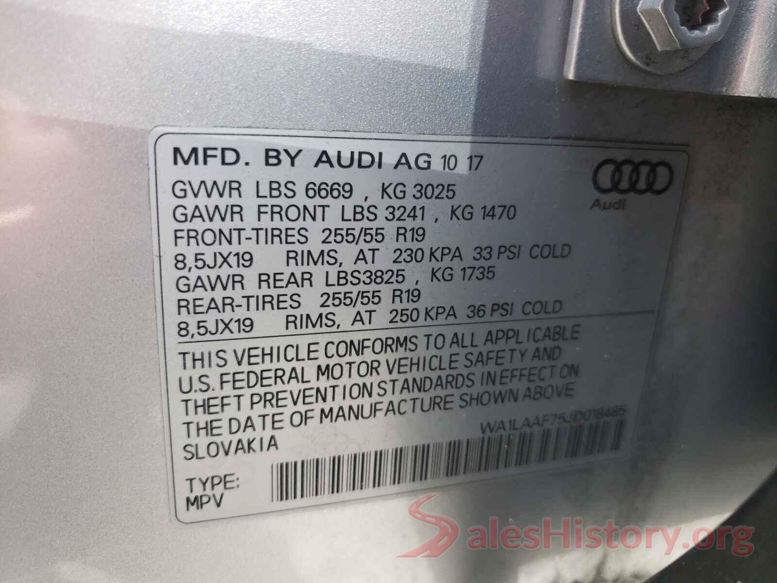 WA1LAAF75JD018485 2018 AUDI Q7