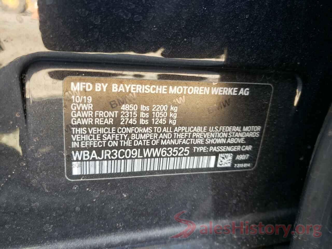 WBAJR3C09LWW63525 2020 BMW 5 SERIES