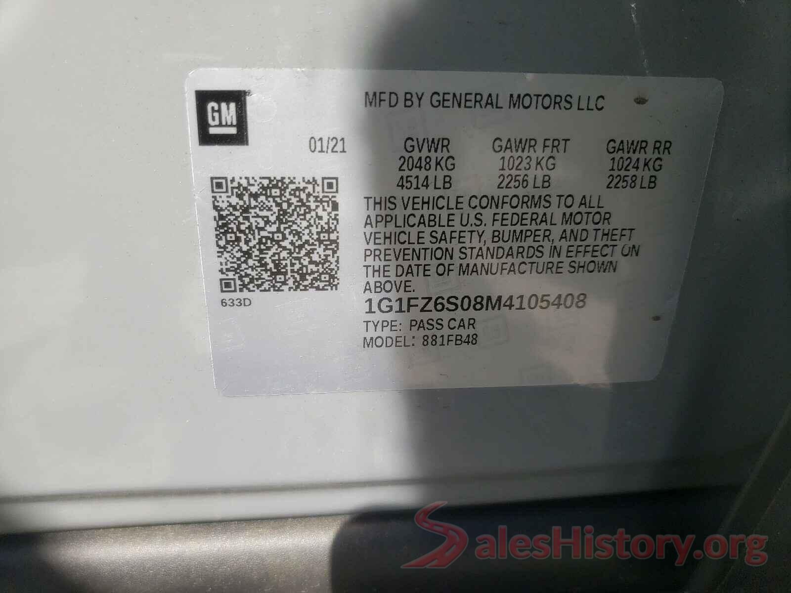 1G1FZ6S08M4105408 2021 CHEVROLET BOLT