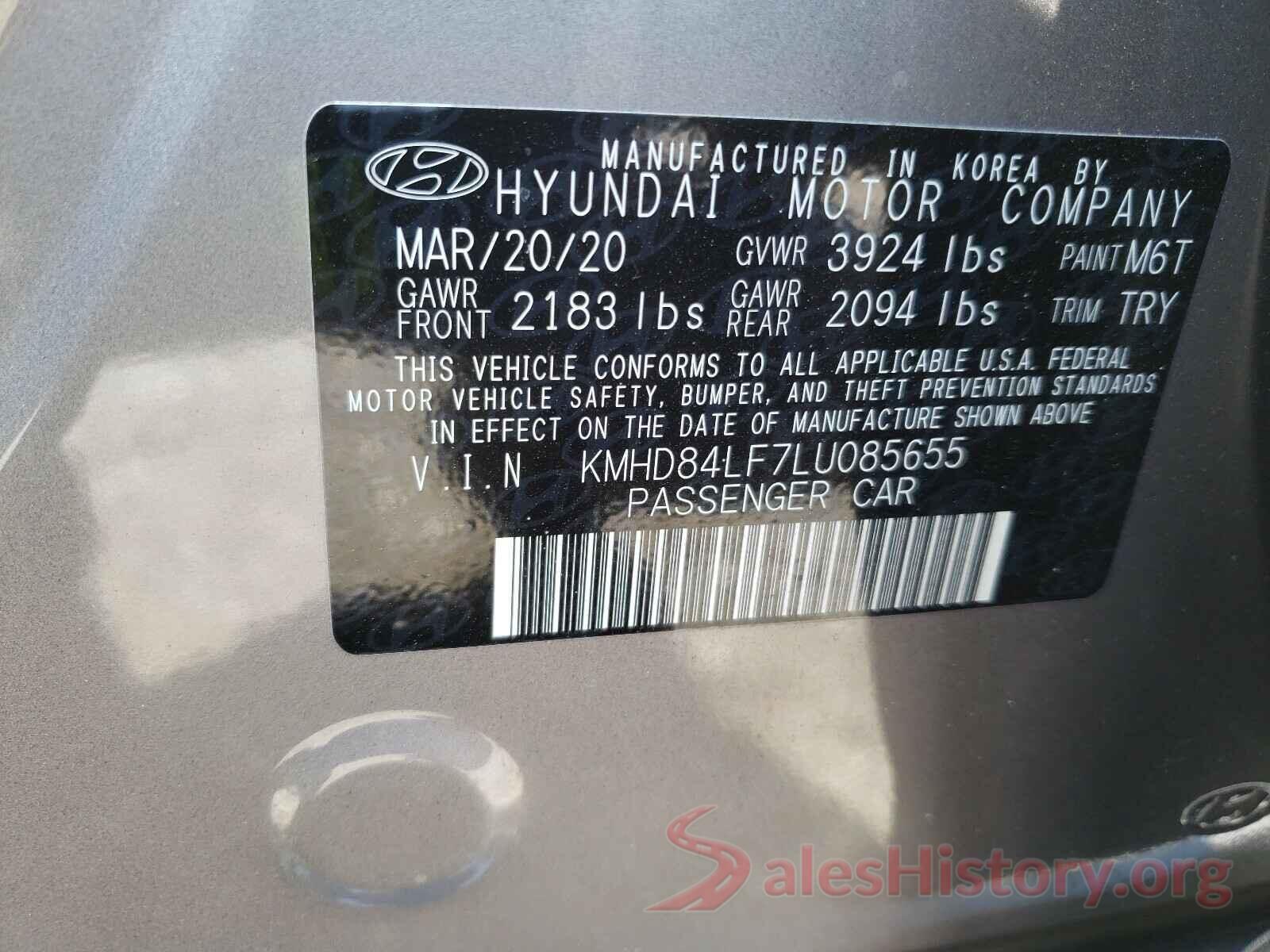 KMHD84LF7LU085655 2020 HYUNDAI ELANTRA