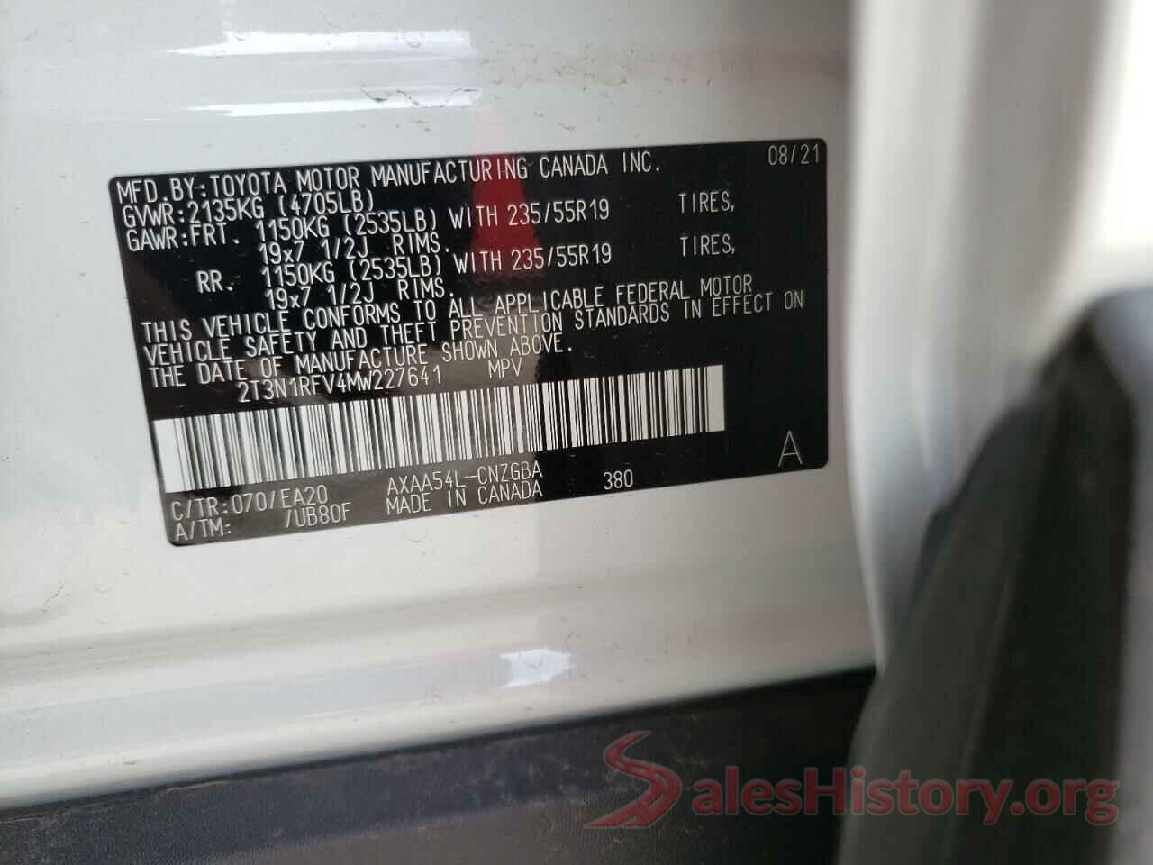 2T3N1RFV4MW227641 2021 TOYOTA RAV4