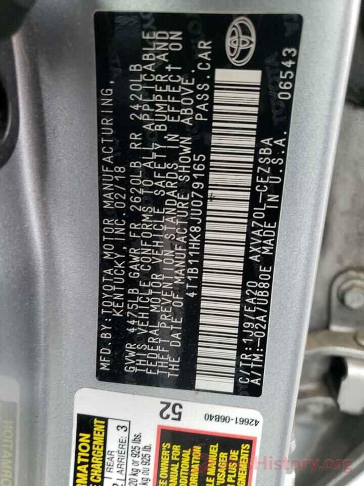 4T1B11HK8JU079165 2018 TOYOTA CAMRY