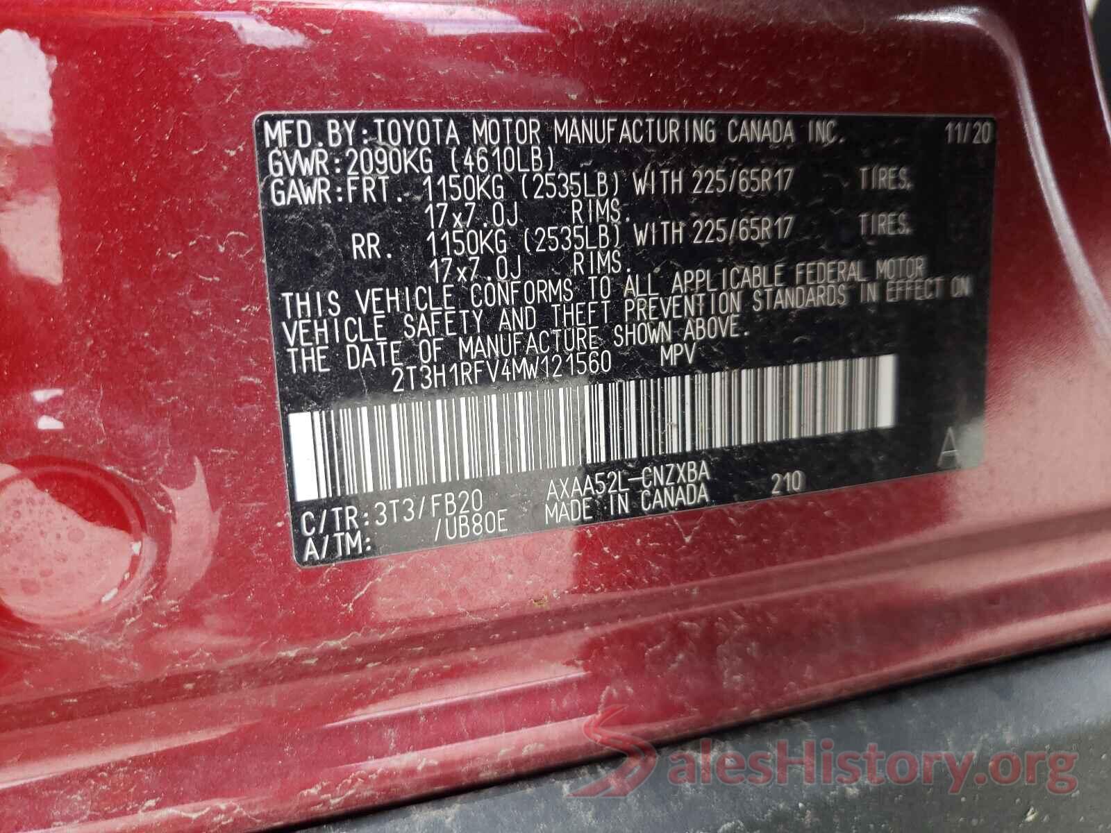 2T3H1RFV4MW121560 2021 TOYOTA RAV4