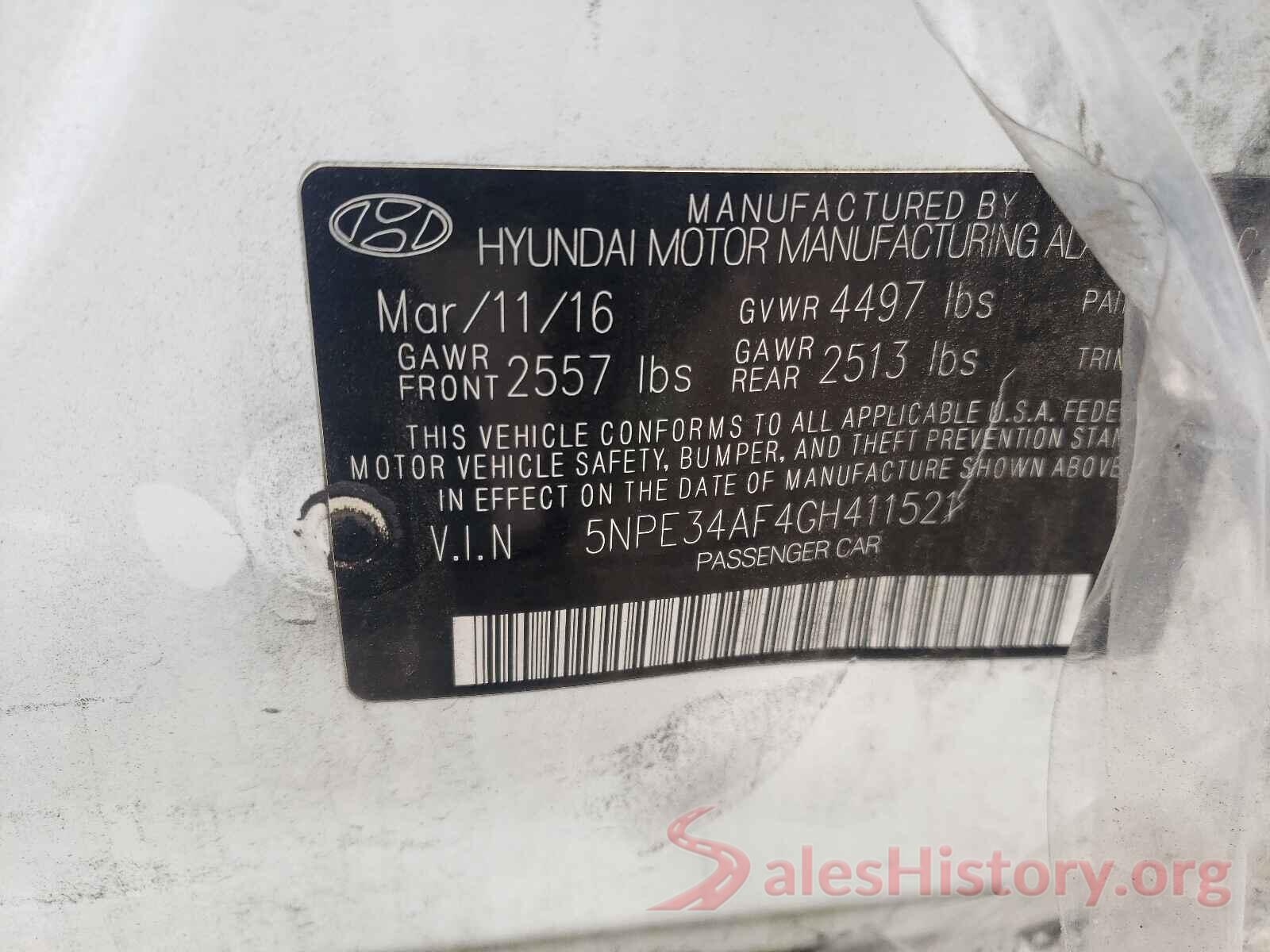 5NPE34AF4GH411521 2016 HYUNDAI SONATA