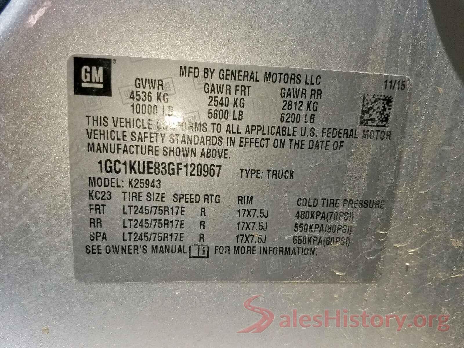 1GC1KUE83GF120967 2016 CHEVROLET SILVERADO