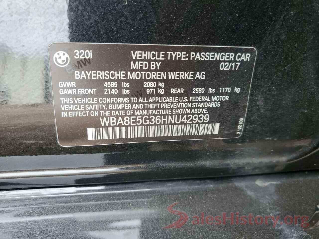 WBA8E5G36HNU42939 2017 BMW 3 SERIES