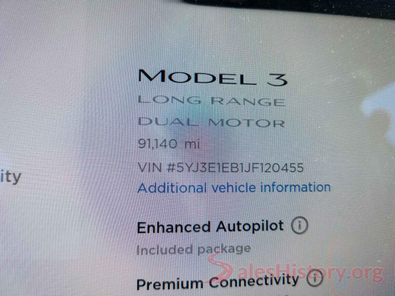 5YJ3E1EB1JF120455 2018 TESLA MODEL 3