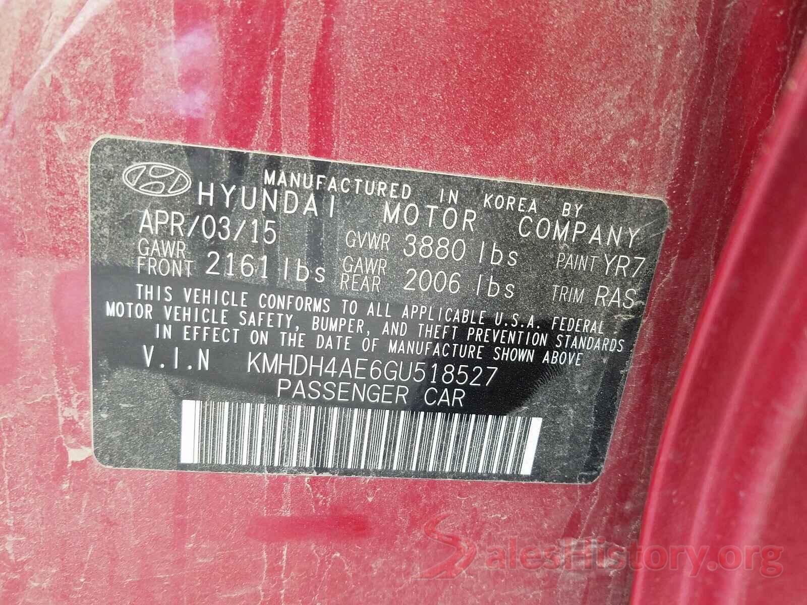 KMHDH4AE6GU518527 2016 HYUNDAI ELANTRA