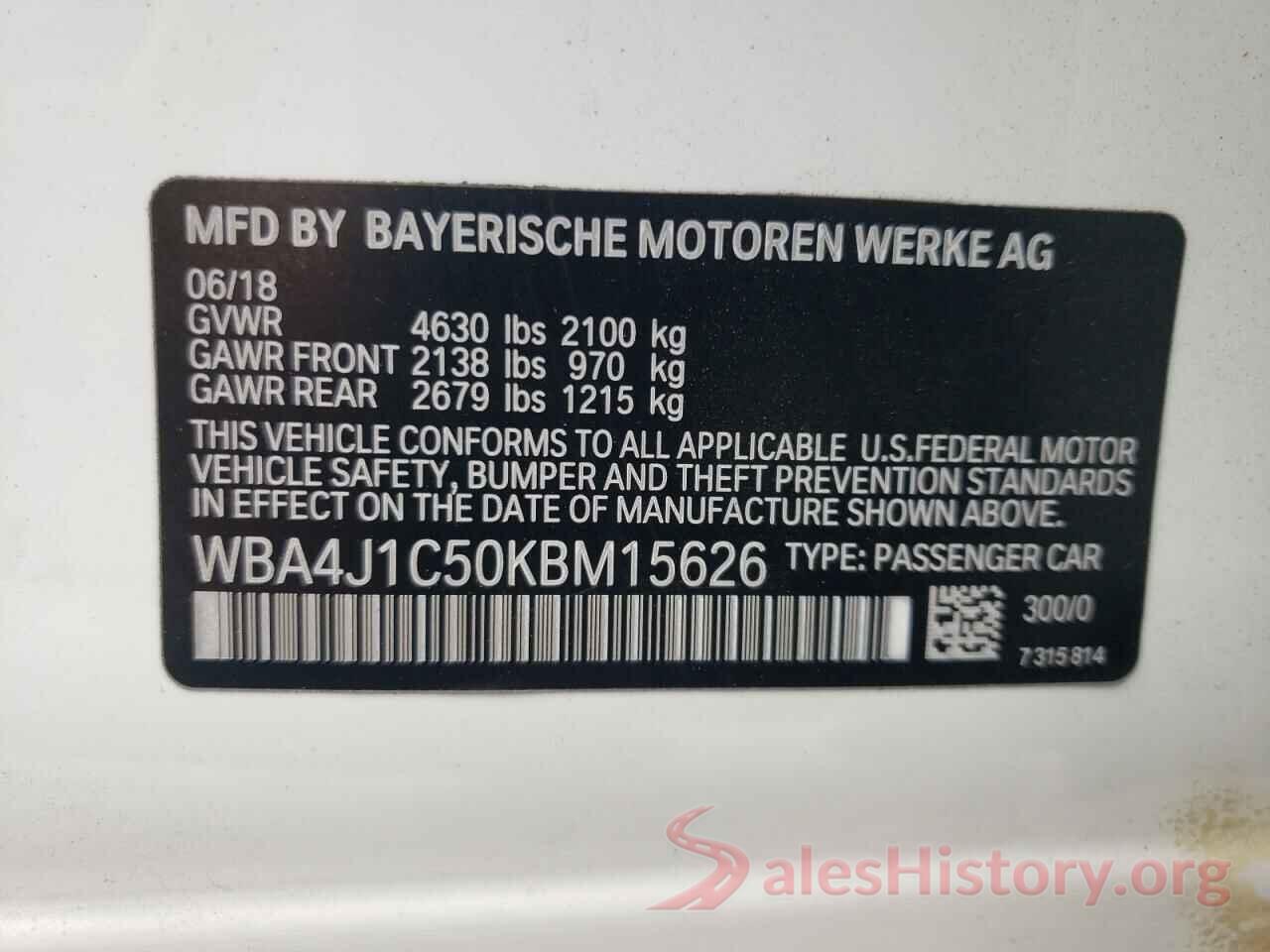 WBA4J1C50KBM15626 2019 BMW 4 SERIES