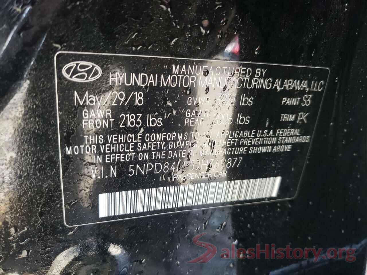 5NPD84LF5JH369877 2018 HYUNDAI ELANTRA