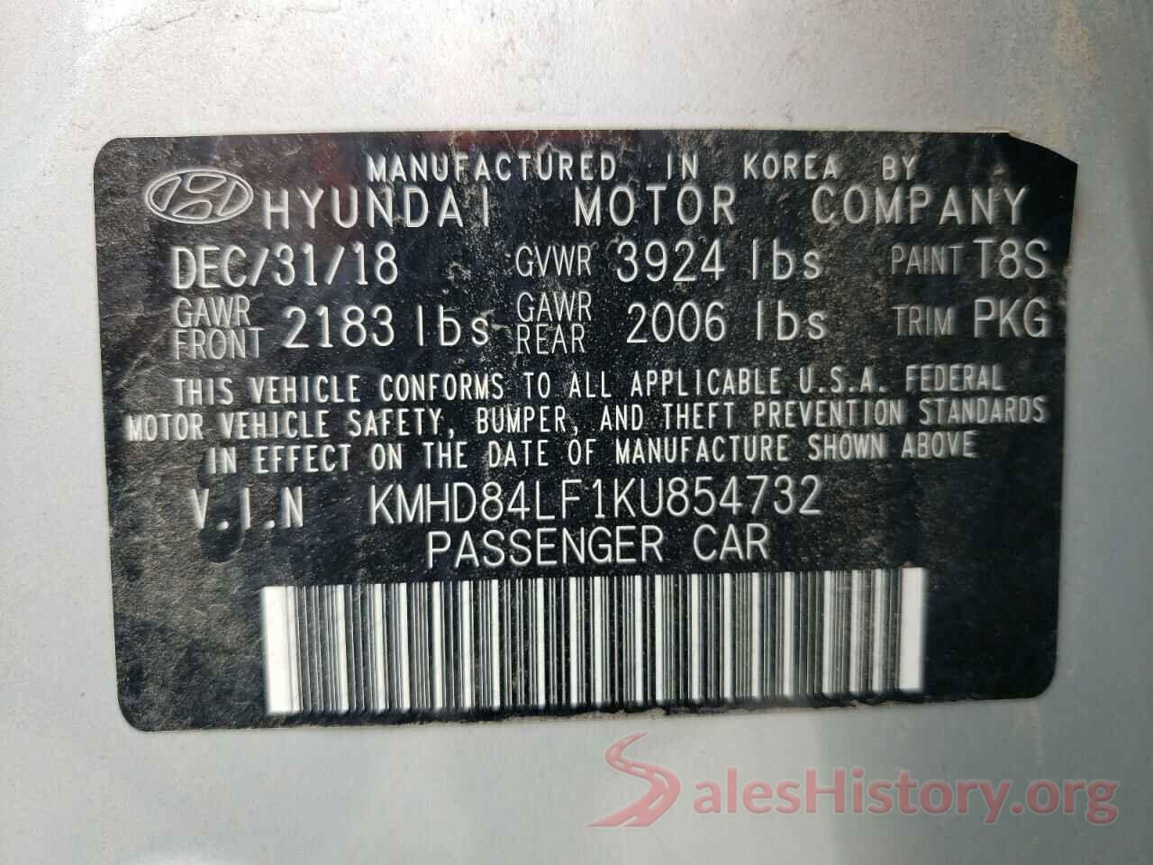 KMHD84LF1KU854732 2019 HYUNDAI ELANTRA