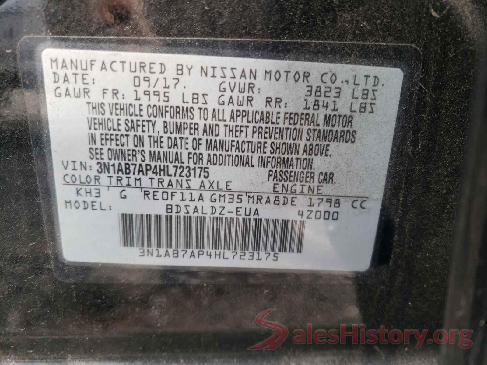 3N1AB7AP4HL723175 2017 NISSAN SENTRA