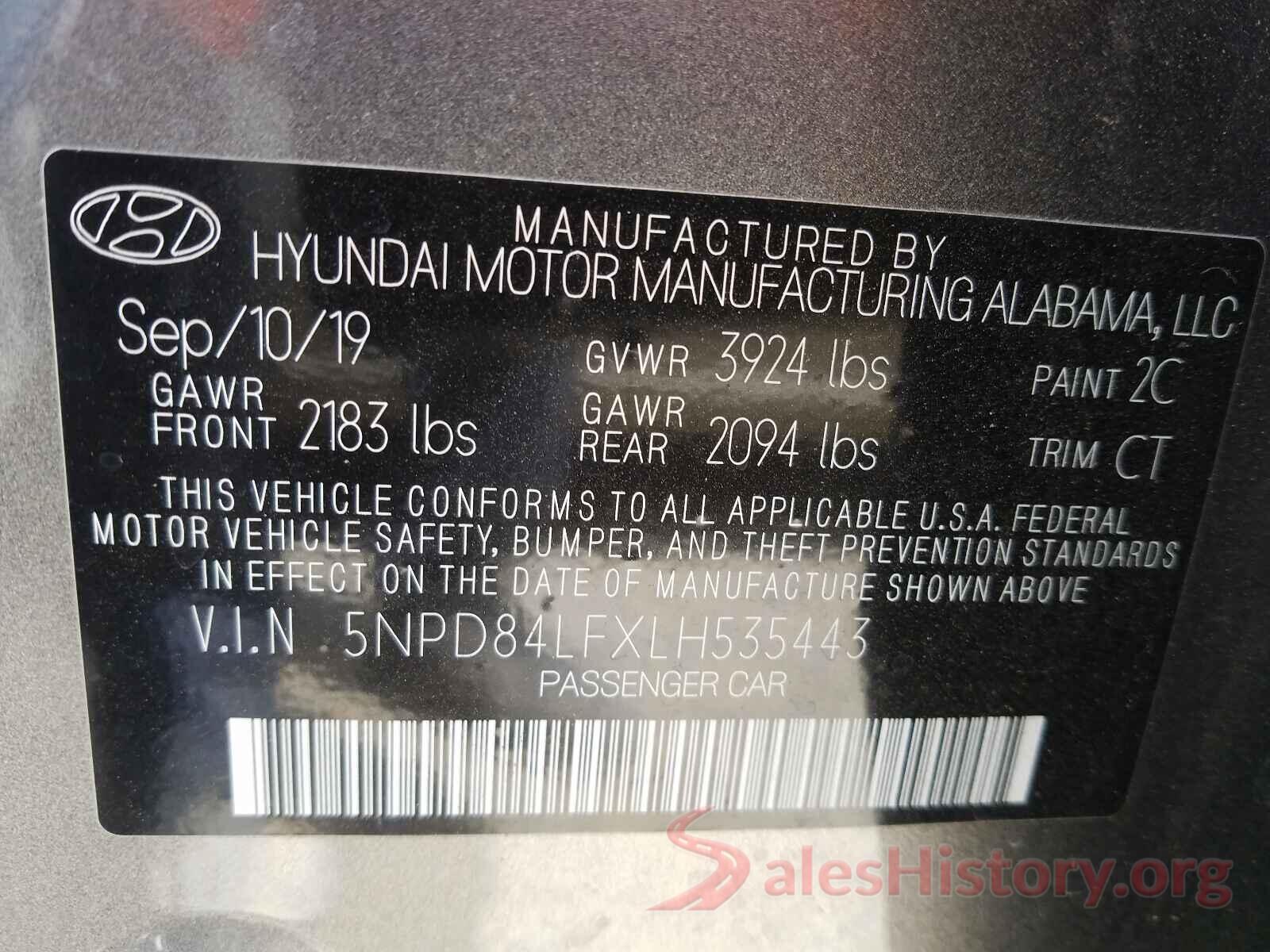 5NPD84LFXLH535443 2020 HYUNDAI ELANTRA