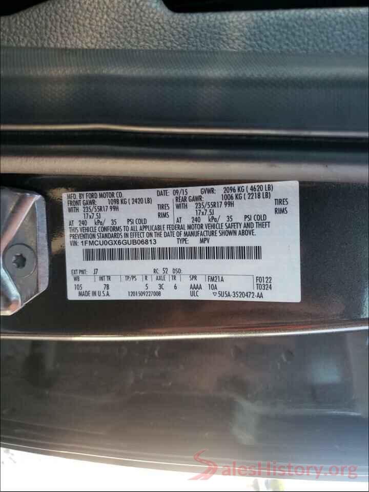 1FMCU0GX6GUB06813 2016 FORD ESCAPE