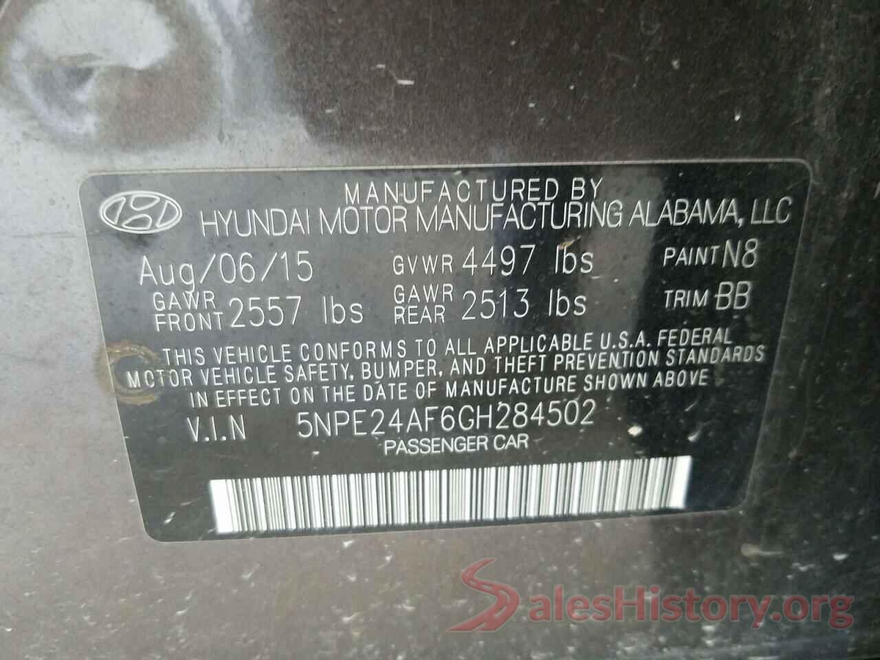 5NPE24AF6GH284502 2016 HYUNDAI SONATA