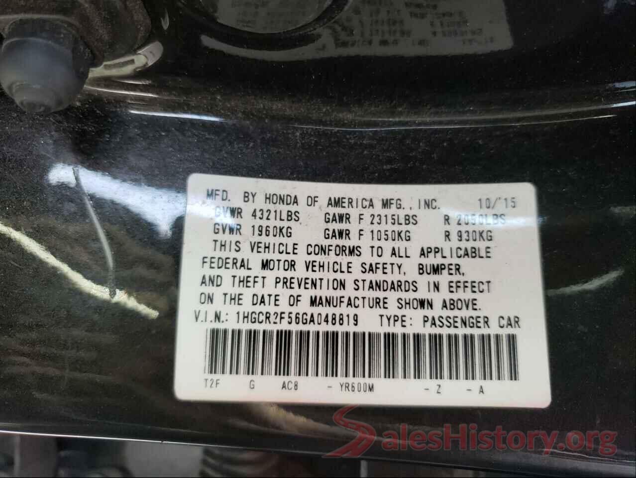 1HGCR2F56GA048819 2016 HONDA ACCORD