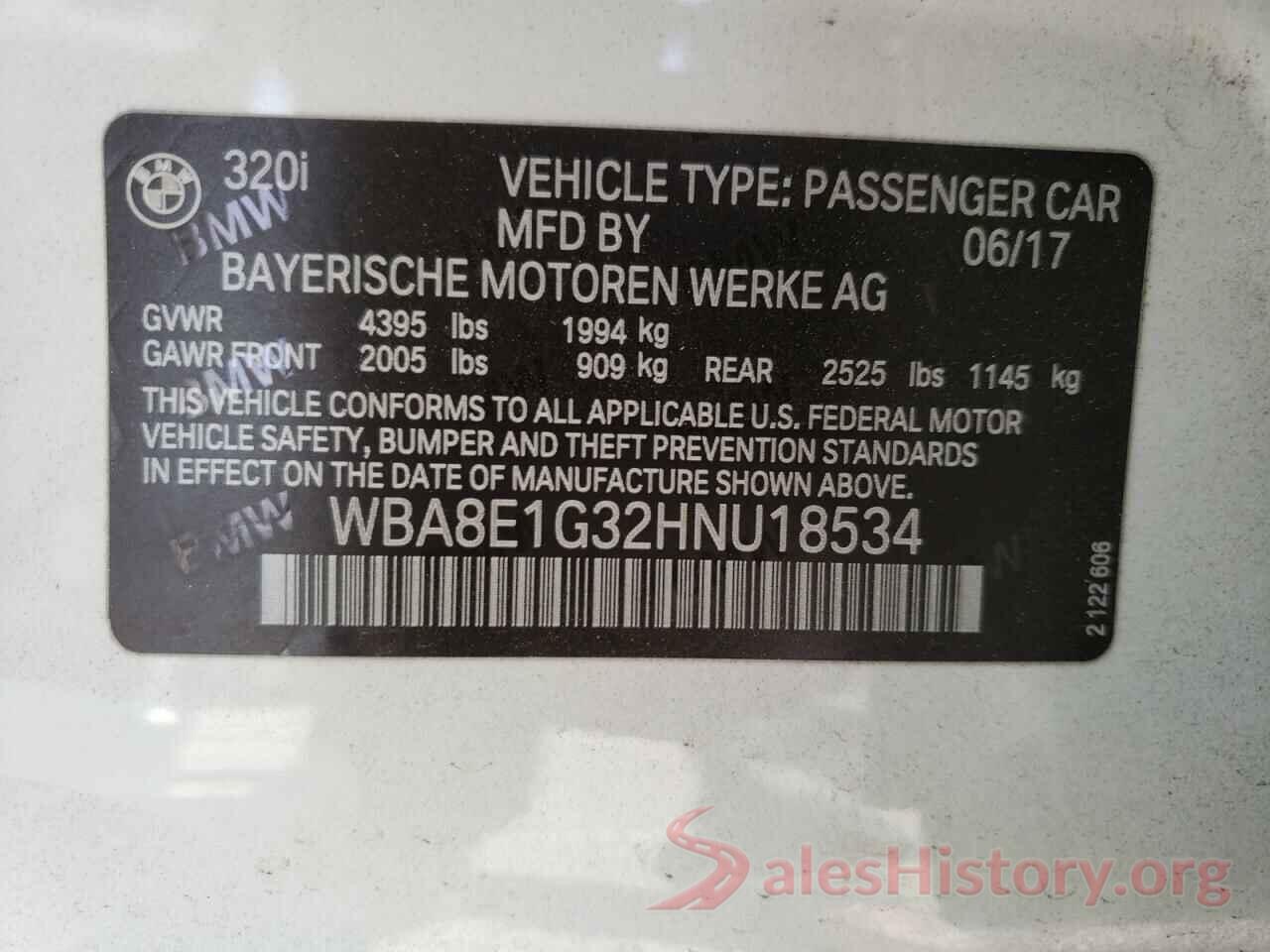 WBA8E1G32HNU18534 2017 BMW 3 SERIES