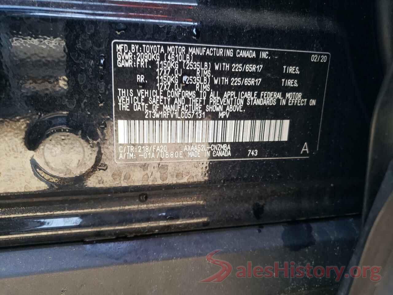 2T3W1RFV1LC057131 2020 TOYOTA RAV4